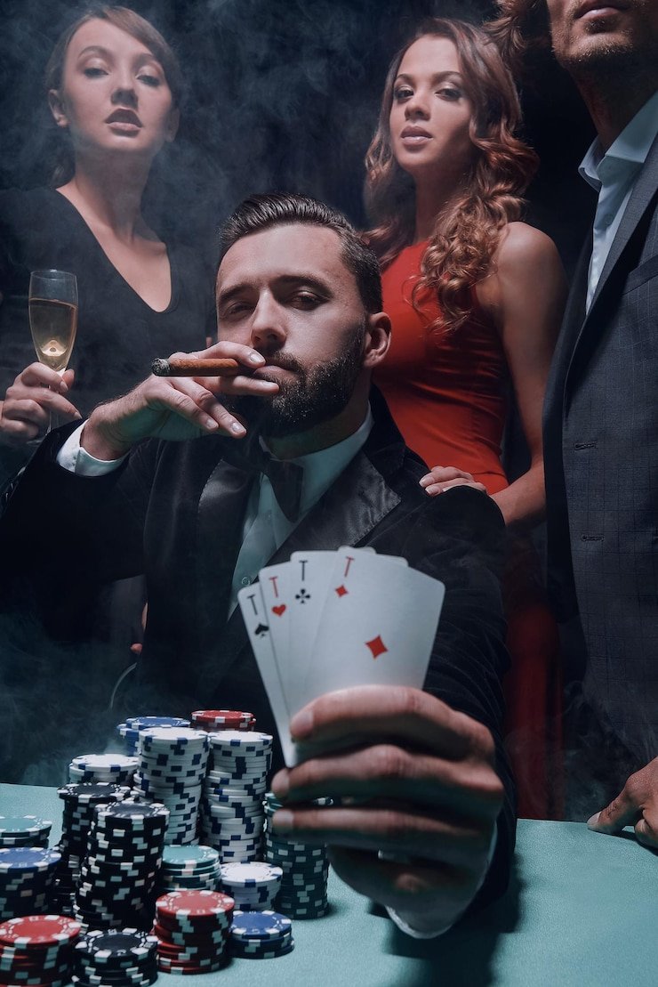 Blackjack dealer dealing cards at lincah id studio